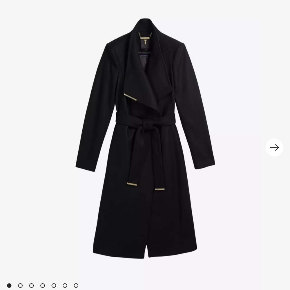 NWT TED BAKER ROSE WRAP COAT black size 4 (US 10)